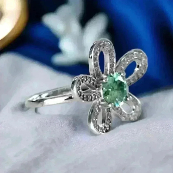 🆕️Moissanite Flower Adjustable Ring Platinum Plated S925 Silver Certified 1CT - Picture 9 of 16